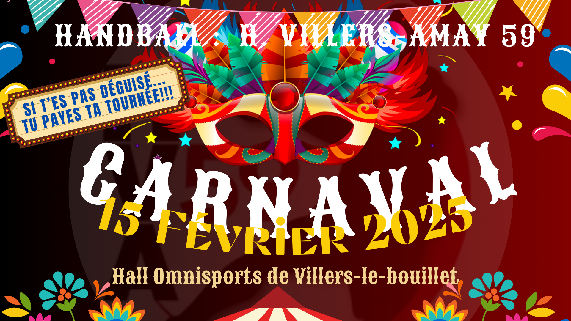 🎭 CARNAVAL & HANDBALL : UNE SOIRÉE INCONTOURNABLE À VILLERS-LE-BOUILLET ! 🏆